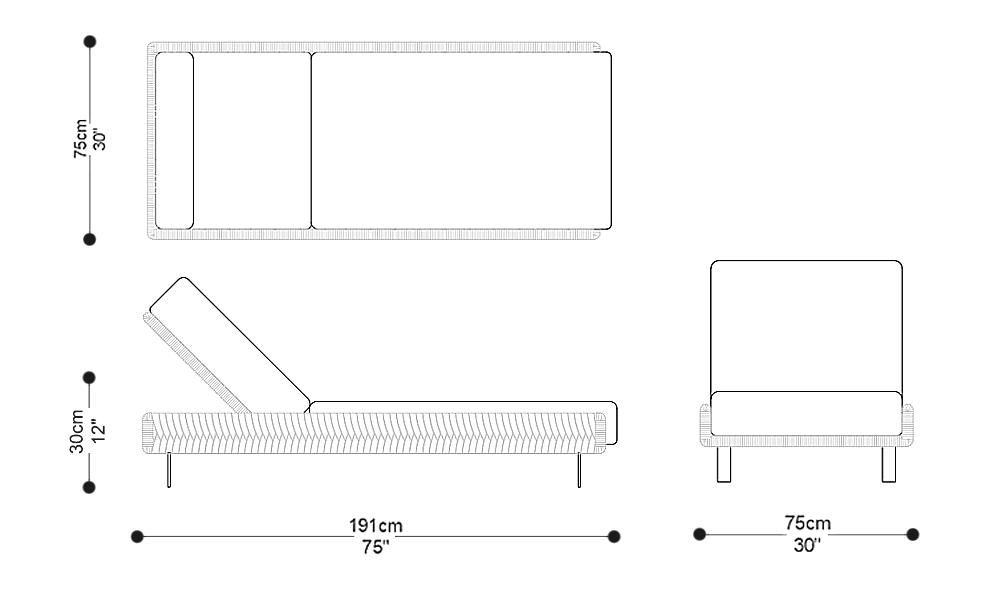 Image of the main dimensions of the product